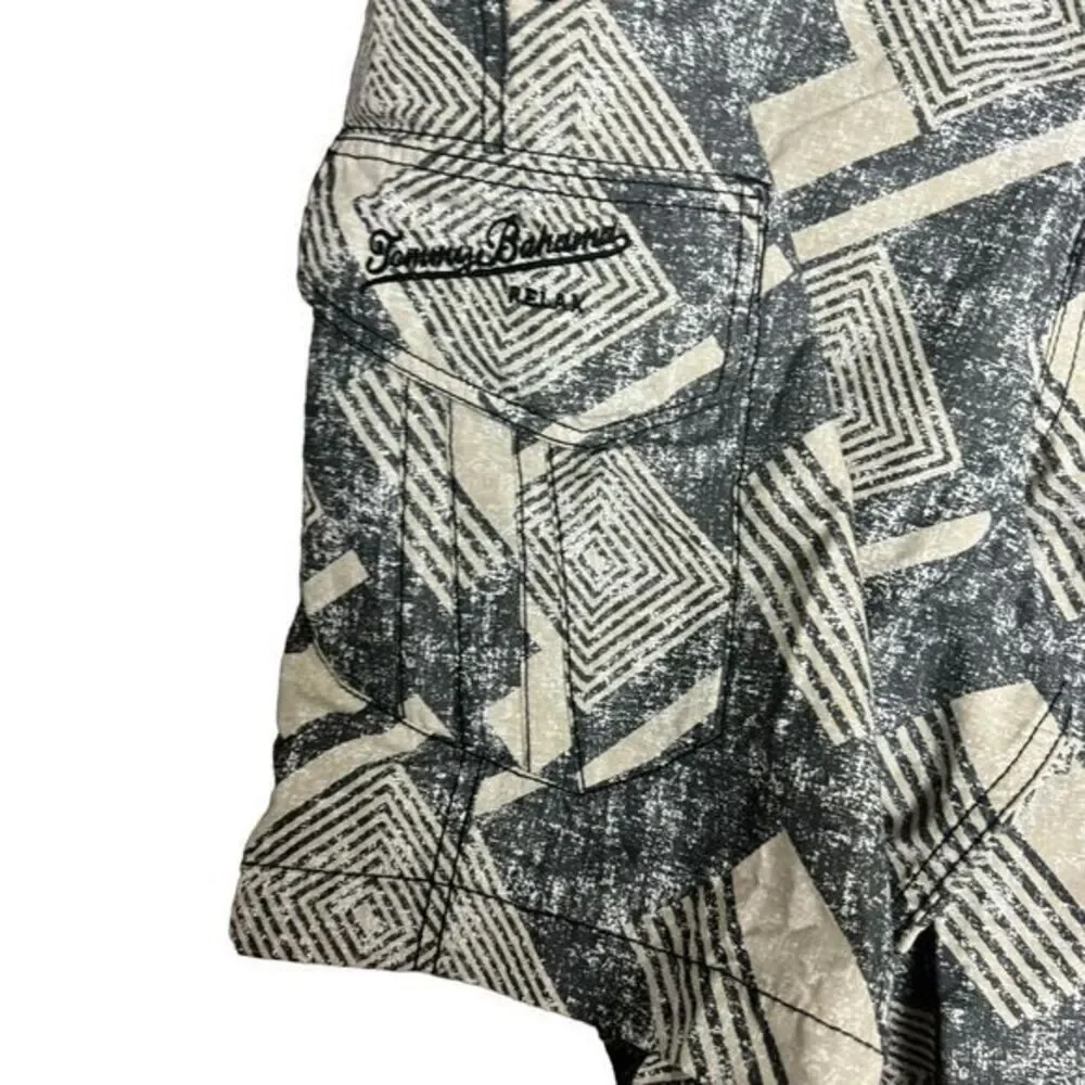 Tommy Bahama Relax Men's Size‎ Large Tan Black Geometric Lined Swin Shorts